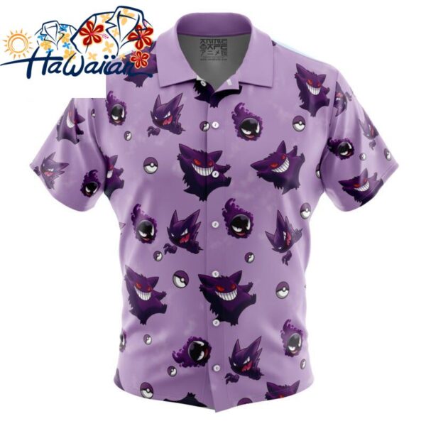 Gengar Pattern Pokemon Button Up Hawaiian Shirt S 1 1