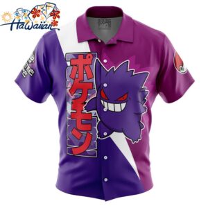 Gengar V2 Pokemon Button Up Hawaiian Shirt 1