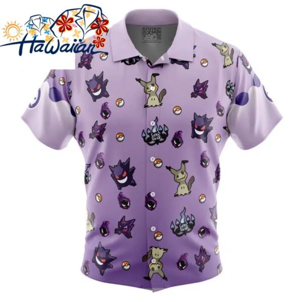 Ghost Type Pattern Pokemon Button Up Hawaiian Shirt S 1 1
