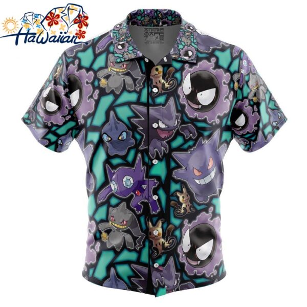 Ghost Type Pokemon Pokemon Button Up Hawaiian Shirt 1