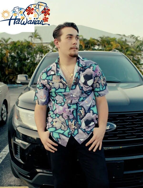 Ghost Type Pokemon Pokemon Button Up Hawaiian Shirt 3 1
