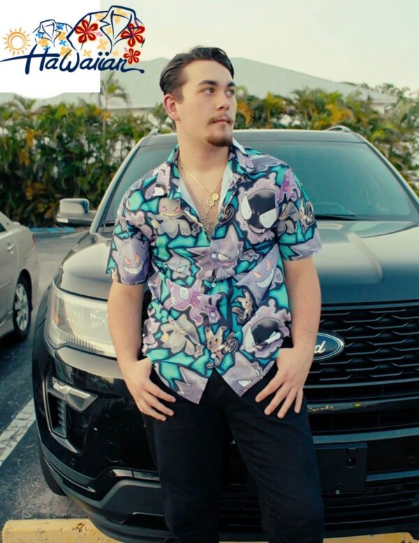 Ghost Type Pokemon Pokemon Button Up Hawaiian Shirt 5 1