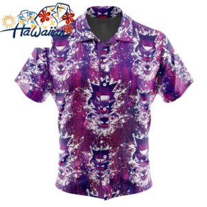 Ghostly Evolution Ghastly Haunter Gengar Pokemon Button Up Hawaiian Shirt S 1 1