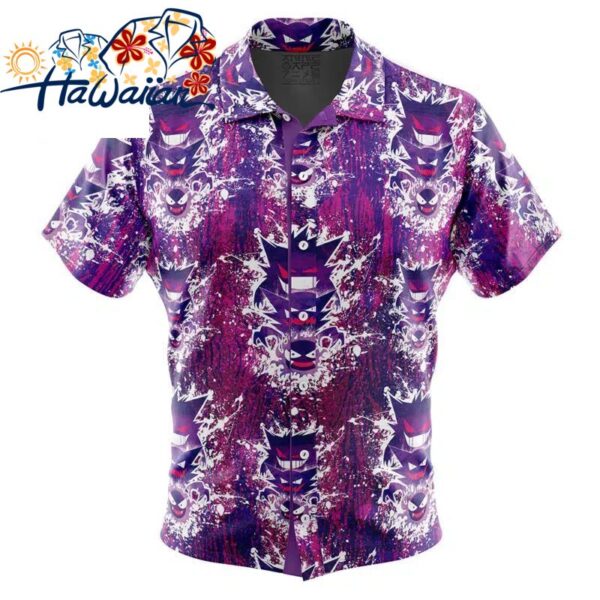 Ghostly Evolution Ghastly Haunter Gengar Pokemon Button Up Hawaiian Shirt S 1 1