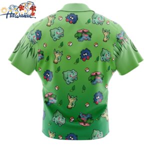 Grass Type Pattern Pokemon Button Up Hawaiian Shirt 2 1