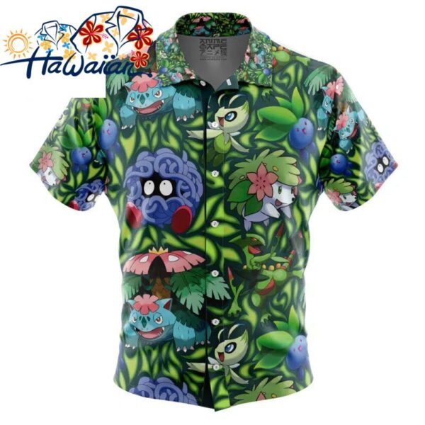 Grass Type Pokemon Pokemon Button Up Hawaiian Shirt S 1 1