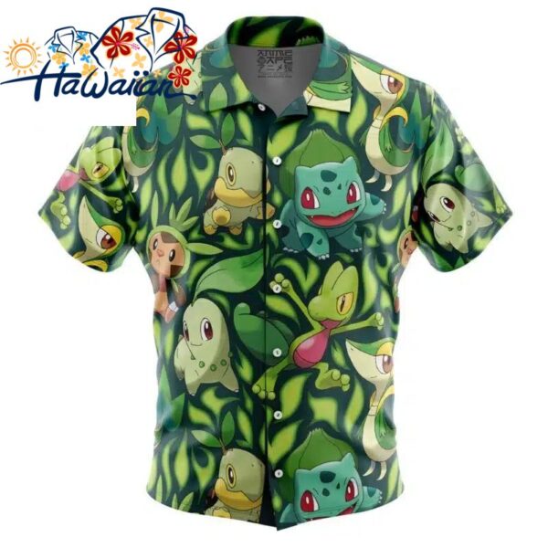 Grass Type Starters Pokemon Button Up Hawaiian Shirt S 1 1