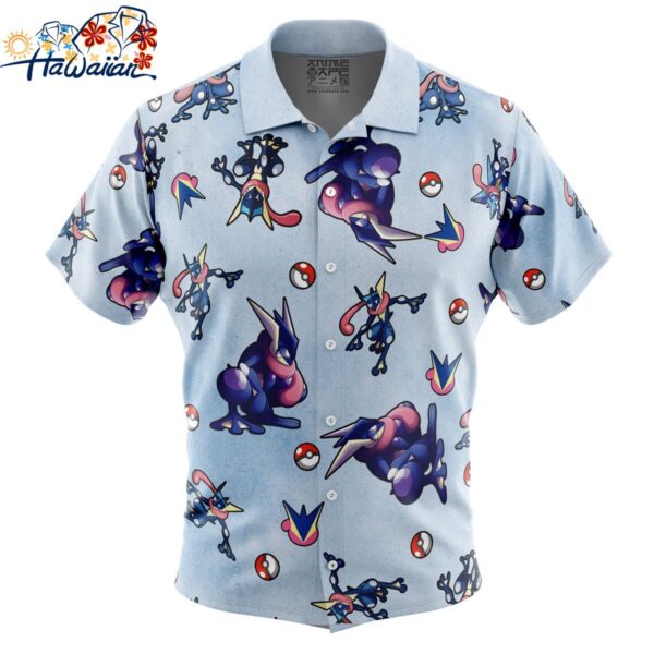 Greninja Pattern Pokemon Button Up Hawaiian Shirt 1