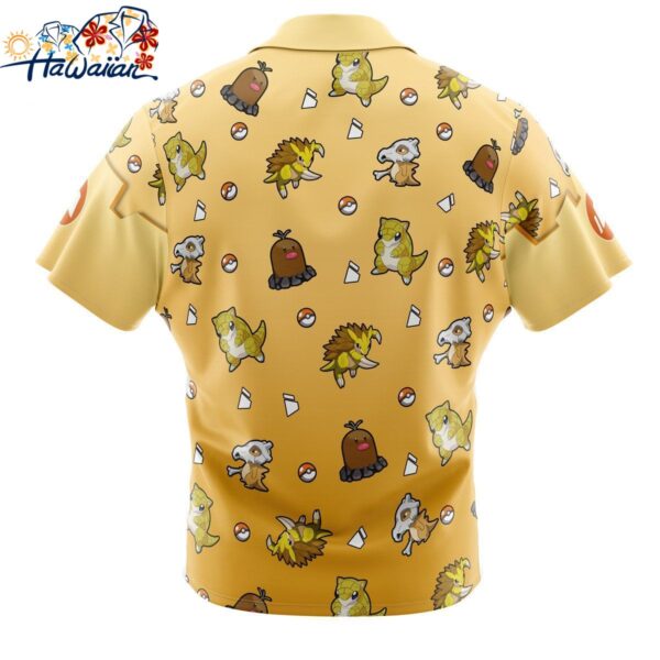 Ground Type Pattern Pokemon Button Up Hawaiian Shirt 2 1