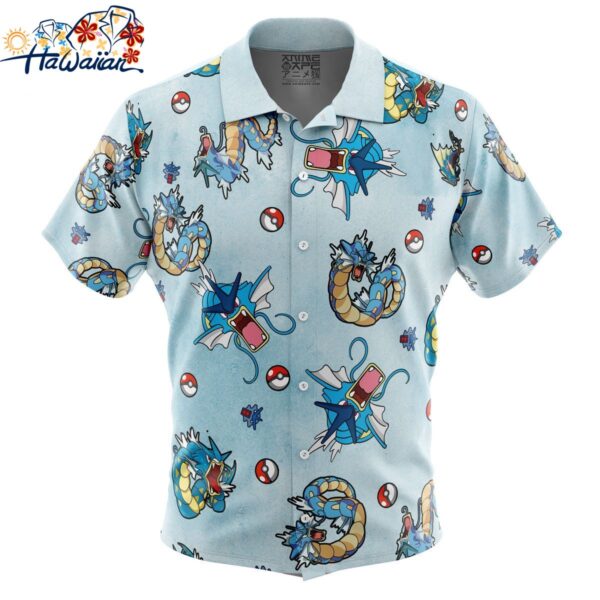 Gyrados Pattern Pokemon Button Up Hawaiian Shirt 1