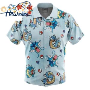 Gyrados Pattern Pokemon Button Up Hawaiian Shirt S 1 1