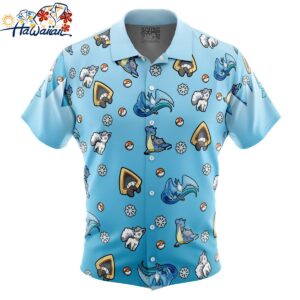 Ice Type Pattern Pokemon Button Up Hawaiian Shirt 1