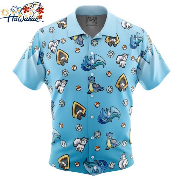 Ice Type Pattern Pokemon Button Up Hawaiian Shirt 1