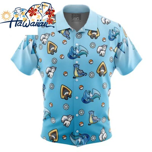 Ice Type Pattern Pokemon Button Up Hawaiian Shirt S 1 1
