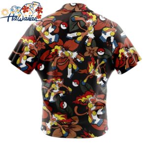 Infernape Pattern Pokemon Button Up Hawaiian Shirt 2 1