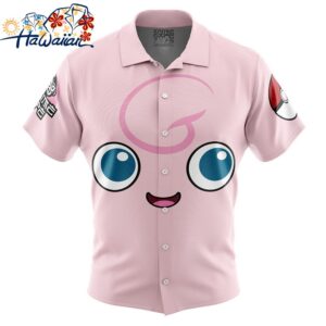 Jigglypuff Face Pokemon Button Up Hawaiian Shirt 1