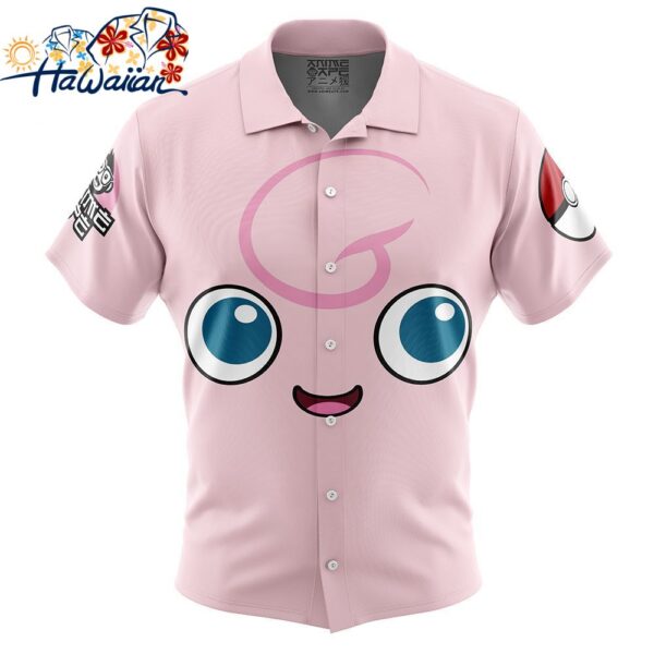 Jigglypuff Face Pokemon Button Up Hawaiian Shirt 1