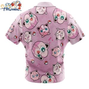 Jigglypuff Pattern Pokemon Button Up Hawaiian Shirt 2 1