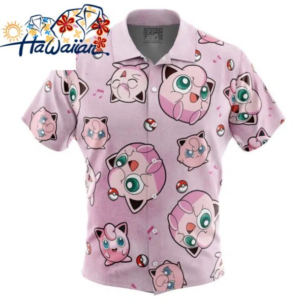 Jigglypuff Pattern Pokemon Button Up Hawaiian Shirt S 1 1