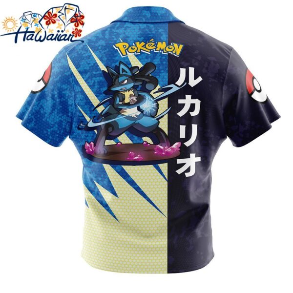 Lucario Attack Pokemon Button Up Hawaiian Shirt 2 1