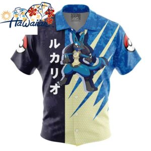 Lucario Attack Pokemon Button Up Hawaiian Shirt S 1 1