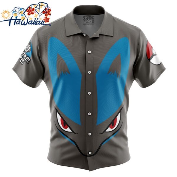 Lucario Face Pokemon Button Up Hawaiian Shirt 1