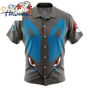 Lucario Face Pokemon Button Up Hawaiian Shirt S 1 1