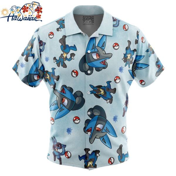 Lucario Pattern Pokemon Button Up Hawaiian Shirt 1