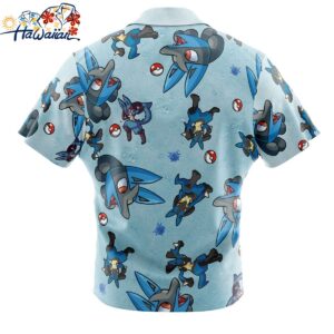 Lucario Pattern Pokemon Button Up Hawaiian Shirt 2 1