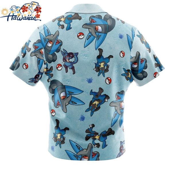 Lucario Pattern Pokemon Button Up Hawaiian Shirt 2 1