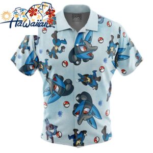 Lucario Pattern Pokemon Button Up Hawaiian Shirt S 1 1