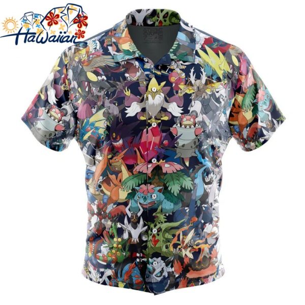 Mega Evolution Pokemon Button Up Hawaiian Shirt 1