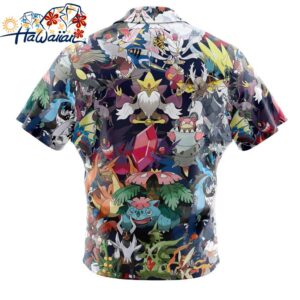 Mega Evolution Pokemon Button Up Hawaiian Shirt 2 1