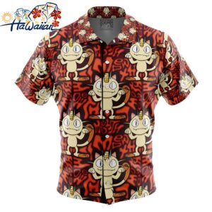 Meowth Pokemon Button Up Hawaiian Shirt 1
