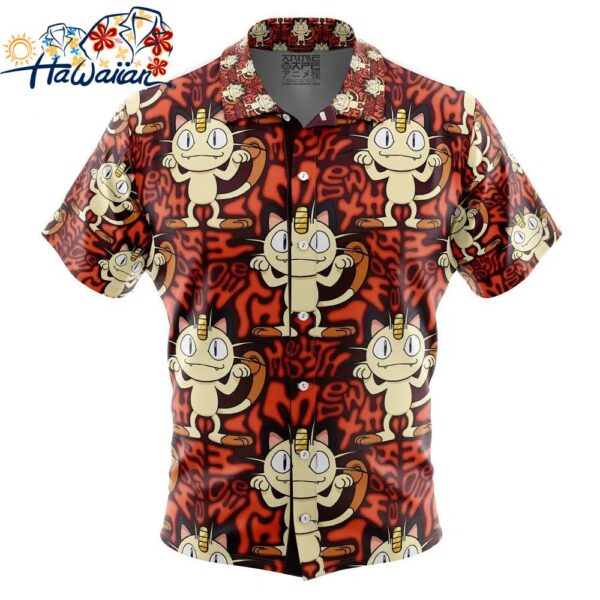 Meowth Pokemon Button Up Hawaiian Shirt 1