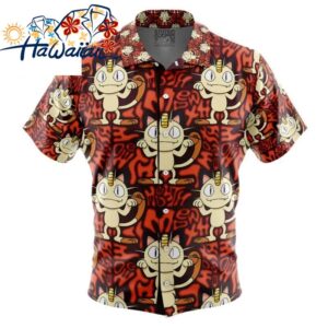 Meowth Pokemon Button Up Hawaiian Shirt S 1 1
