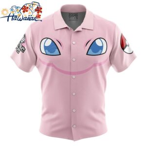 Mew Face Pokemon Button Up Hawaiian Shirt 1