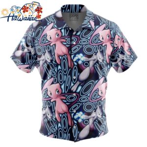 Mew x Mewtwo Pokemon Button Up Hawaiian Shirt 1