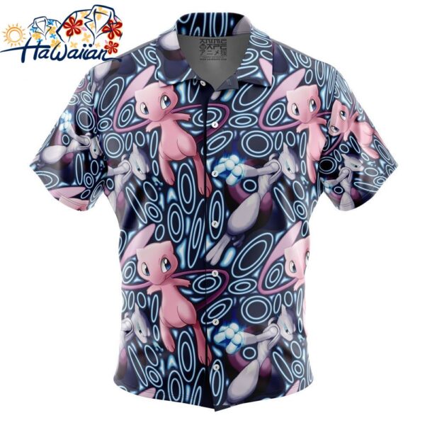 Mew x Mewtwo Pokemon Button Up Hawaiian Shirt 1