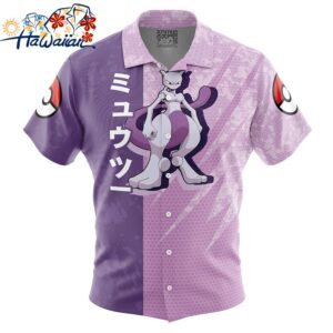 Mewtwo Attack Pokemon Button Up Hawaiian Shirt 1