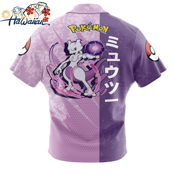 Mewtwo Attack Pokemon Button Up Hawaiian Shirt 2 1