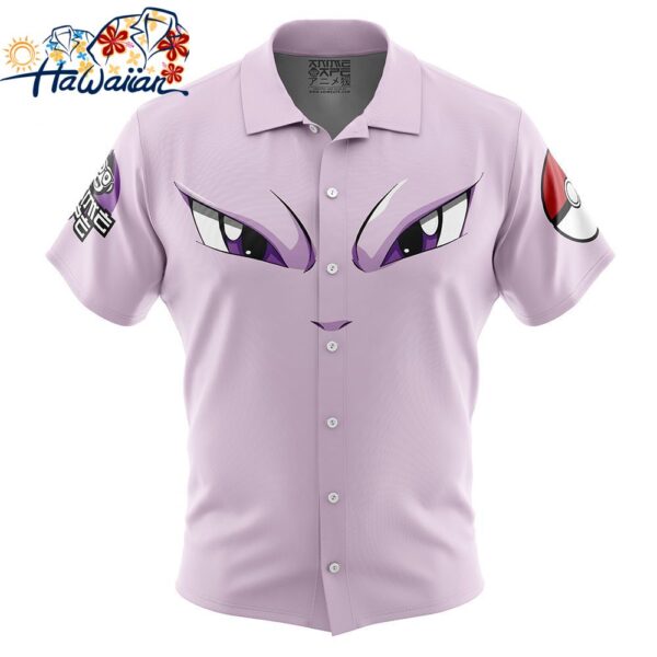 Mewtwo Face Pokemon Button Up Hawaiian Shirt 1