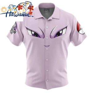 Mewtwo Face Pokemon Button Up Hawaiian Shirt S 1 1