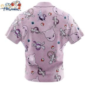 Mewtwo Pattern Pokemon Button Up Hawaiian Shirt 2 1