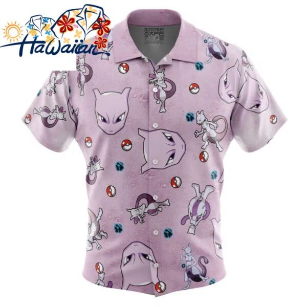 Mewtwo Pattern Pokemon Button Up Hawaiian Shirt S 1 1