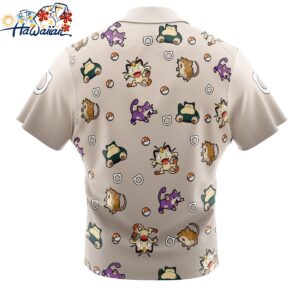 Normal Type Pattern Pokemon Button Up Hawaiian Shirt 2 1