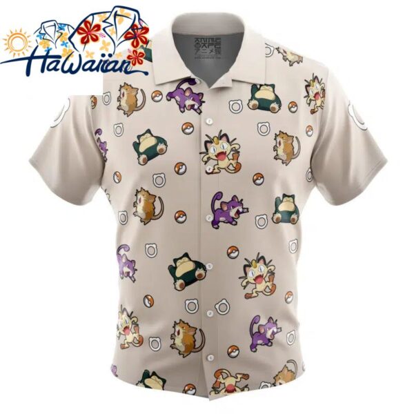 Normal Type Pattern Pokemon Button Up Hawaiian Shirt S 1 1