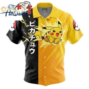 Pikachu Attack Pokemon Button Up Hawaiian Shirt S 1 1