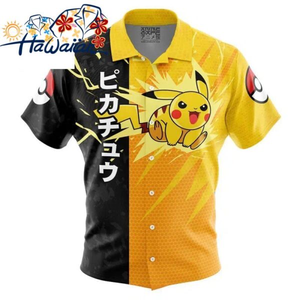 Pikachu Attack Pokemon Button Up Hawaiian Shirt S 1 1