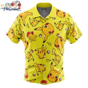 Pikachu Pattern Pokemon Button Up Hawaiian Shirt 1